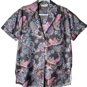 NWOT! We the Free Women's XS Paisley Short Sleeve Poolside Print Boyfriend Shirt